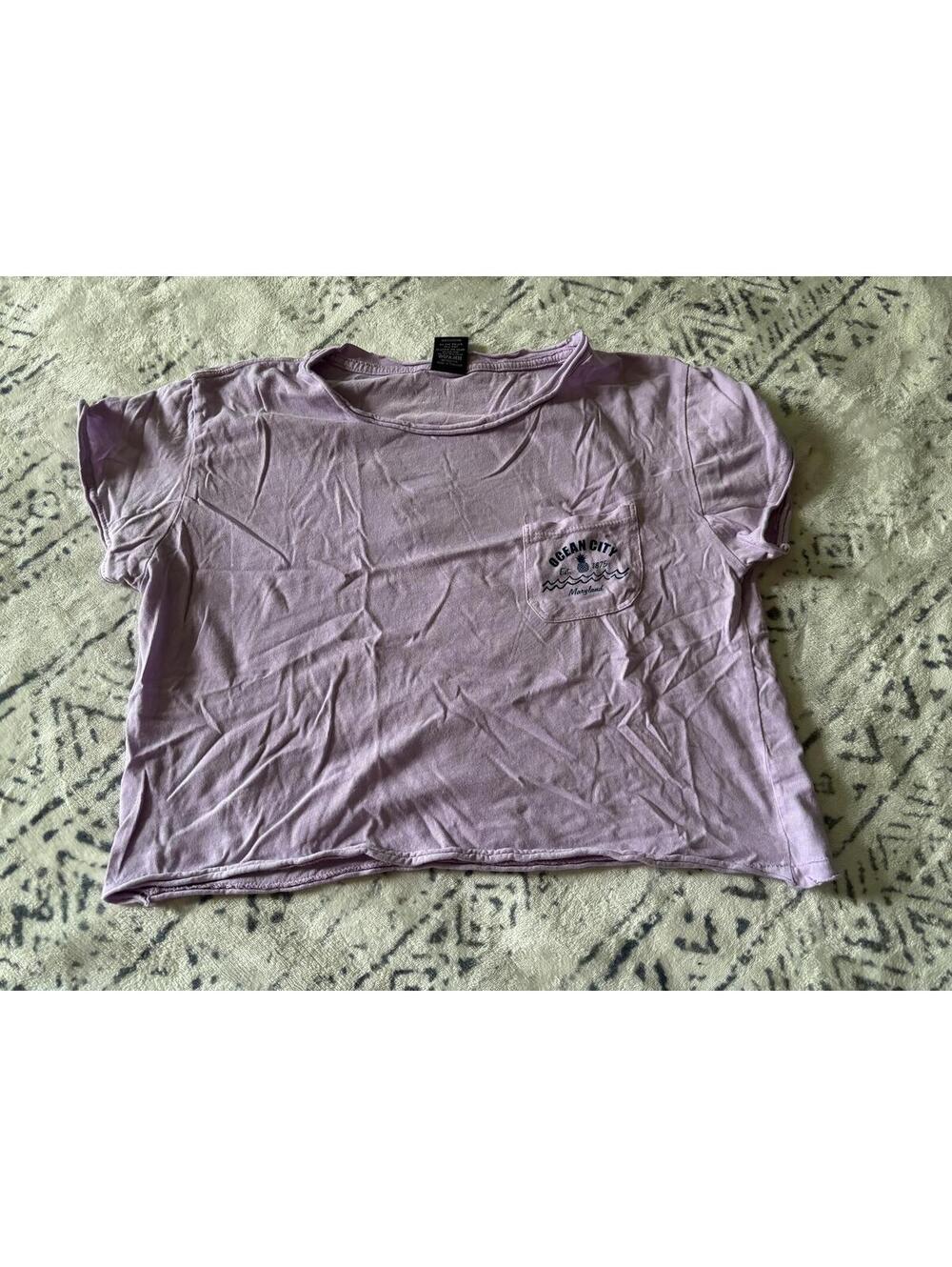 Sunsations Ocean City Maryland Lavender Crop T-Shirt Medium